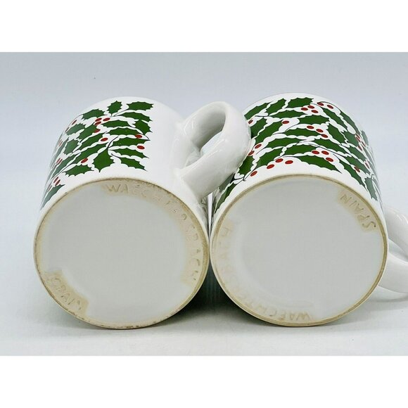 Waechtersbach SPAIN White Christmas Green Holly Red Berries Coffee Mug Lot of 2 - Picture 7 of 9